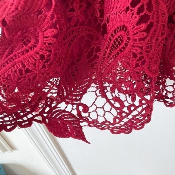 Lulu’s Dearly Beloved Red Crochet Lace Valentine’s Sundress Date mini Dress S - Picture 6 of 10